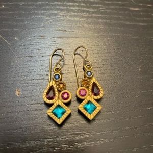 Vintage Patricia Locke Gold Tone Earrings with Swarovski Crystals